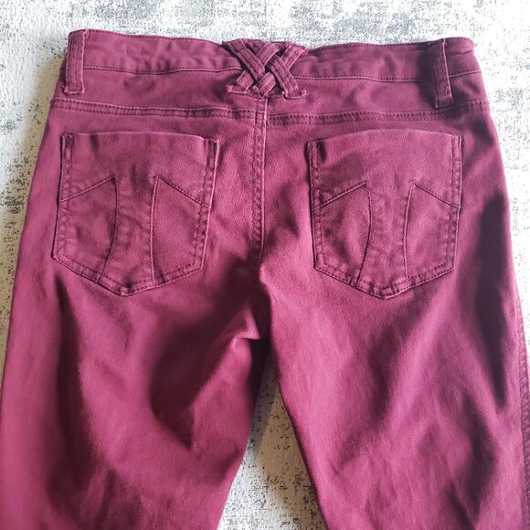 Purple Pink Burgundy Tripp NYC Jeans w T Back Pockets and Criss Cross Details - Picture 2 of 13